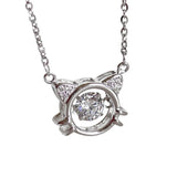 925 Silver CZ Zircon Sweet Crystal Kitty Pendant Necklace Gift
