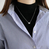 925 Silver CZ Zircon Sweet Crystal Kitty Pendant Necklace Gift