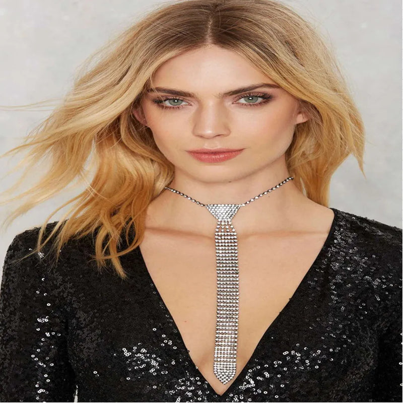 Kpop Necktie Shape Pendant Necklace Women Set
