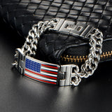 USA Flag Stainless Steel Bracelet - Birthday Gift Bangle