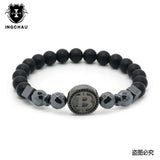 Bitcoin Bracelet Men Hematite Stone Charm Bracelets For Men Gift