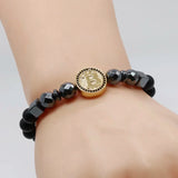 Bitcoin Bracelet Men Hematite Stone Charm Bracelets For Men Gift