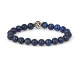 Antique Lion Head Beaded Bracelet with Lapis Lazuli Beads for Men
