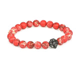 Antique Lion Head Beaded Bracelet with Lapis Lazuli Beads for Men