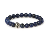 Antique Lion Head Beaded Bracelet with Lapis Lazuli Beads for Men