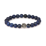 Antique Lion Head Beaded Bracelet with Lapis Lazuli Beads for Men