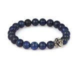 Antique Lion Head Beaded Bracelet with Lapis Lazuli Beads for Men