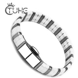 Men Stainless Steel Ceramic Bracelet Clasp Jewelry