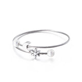 Moon Snow Simulated-Pearl Women Bangle Stainless Steel Girls Jewelry