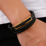 Stainless Steel Men Bracelet Crystal Punk Style Men Bracelet