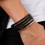 Stainless Steel Men Bracelet Crystal Punk Style Men Bracelet