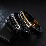Stainless Steel Men Bracelet Crystal Punk Style Men Bracelet