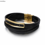 Stainless Steel Men Bracelet Crystal Punk Style Men Bracelet