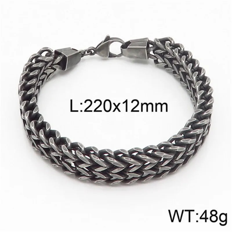 Punk Street Style Men Stainless Steel Bracelet Heavy Motorcycle Men Bracelets