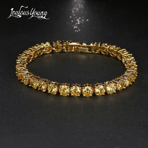 Round Zircon Bracelets Bangles with Yellow Crystal Braclet