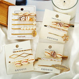 Pearl Beach Shell Conch Feather Hair Clips Set Women Girls Hairpins