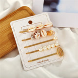 Pearl Beach Shell Conch Feather Hair Clips Set Women Girls Hairpins