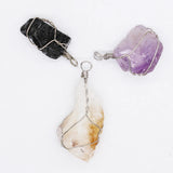 Natural Stone Raw Ore Fluorite Pendant 3Pcs/Lot