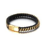 Stainless Steel Twist Leather Men Bangle Punk Street Men Bangle