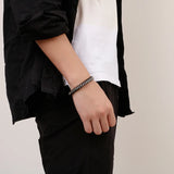 Stainless Steel Twist Leather Men Bangle Punk Street Men Bangle