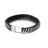 Stainless Steel Twist Leather Men Bangle Punk Street Men Bangle