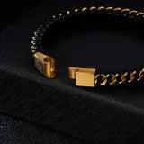 Stainless Steel Twist Leather Men Bangle Punk Street Men Bangle