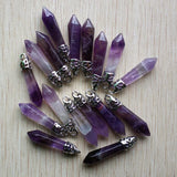 Natural Amethysts Stone Pillar Charms Pendants 10x32mm 20pcs/lot