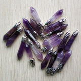 Natural Amethysts Stone Pillar Charms Pendants 10x32mm 20pcs/lot