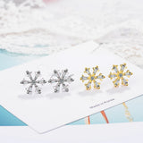 925 Silver Crystal Snowflake Stud Earrings