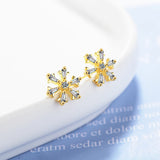925 Silver Crystal Snowflake Stud Earrings