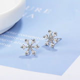 925 Silver Crystal Snowflake Stud Earrings