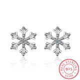 925 Silver Crystal Snowflake Stud Earrings