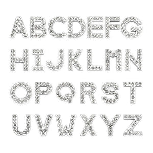Rhinestone Initial Alphabet Slide Charms for Belt Bracelet 18mm