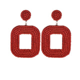 Green Square Fringed Drop Earrings Bridal Jewelry