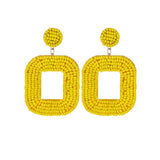 Green Square Fringed Drop Earrings Bridal Jewelry