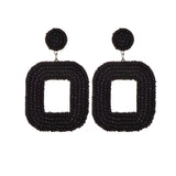 Green Square Fringed Drop Earrings Bridal Jewelry