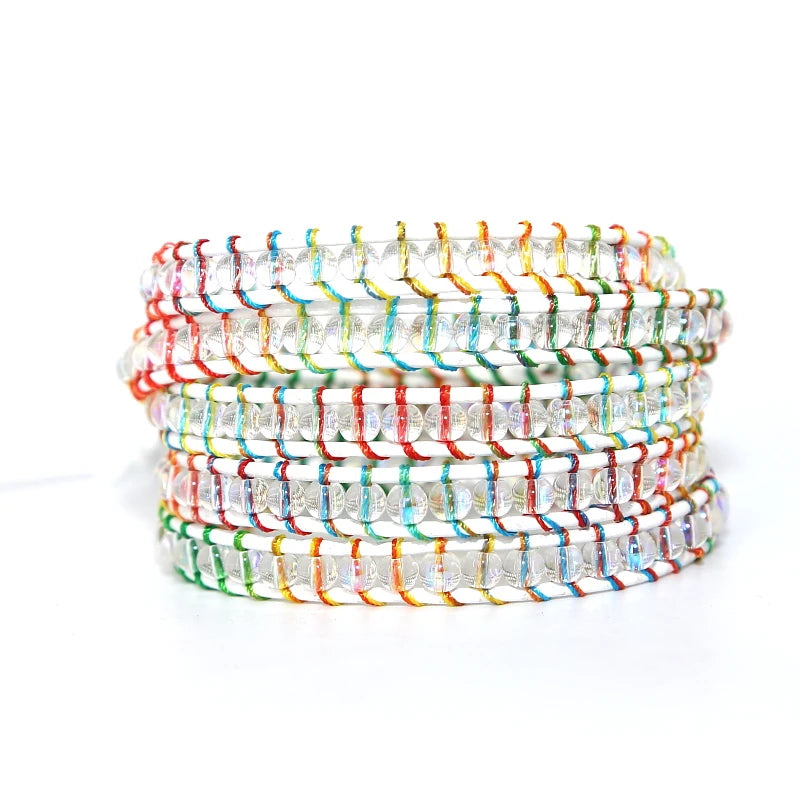 Colorful Rope Crystal Beads Charms Bracelet for Women Boho