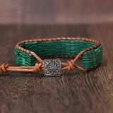 Malachite Tube Beads Leather Wrap Bracelet