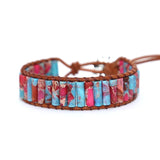 Natural Stone Tube Beads Leather Wrap Bracelet Couples Bracelets