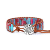 Natural Stone Tube Beads Leather Wrap Bracelet Couples Bracelets