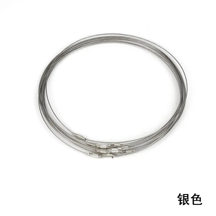50pcs Stainless Steel Wire Collar Steel Rope Necklace Pendant Lanyard