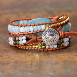 3X Leather Wrap Beaded Bracelet Huge Regalite Boho Bracelet