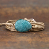 Amazonite Wrap Bracelet Natural Stone Boho Statement Bracelet