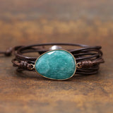 Amazonite Wrap Bracelet Natural Stone Boho Statement Bracelet