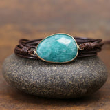 Amazonite Wrap Bracelet Natural Stone Boho Statement Bracelet