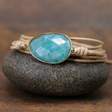 Amazonite Wrap Bracelet Natural Stone Boho Statement Bracelet