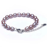 925 Silver Pearl Strand Bracelet Bohemian Style Oval Pearl Bracelet
