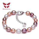925 Silver Pearl Strand Bracelet Bohemian Style Oval Pearl Bracelet