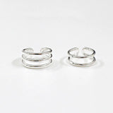 925 Sterling Silver Three Layer Ear Stud Earrings
