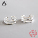 925 Sterling Silver Three Layer Ear Stud Earrings